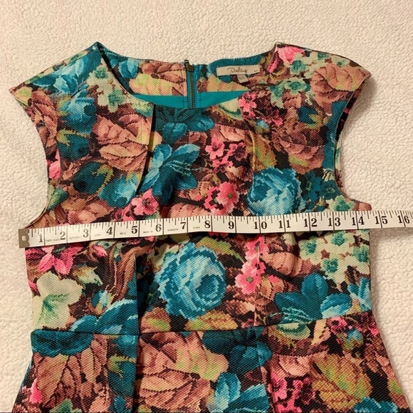 Darling Brand Floral Print Retro Sheath Dress Mid Centrury Modern 60s - Picture 10 of 12